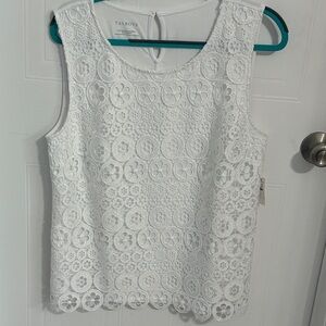 Talbots White Floral Lace Sleeveless Camisole